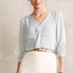 Anthropologie Scalloped Remi Blouse - Powder Blue - HD in Paris - Size 8